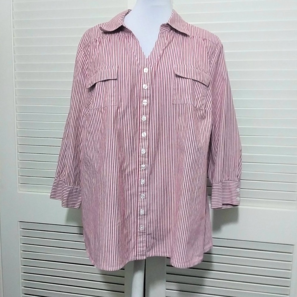 St. John's Bay Red and White Striped Shirt